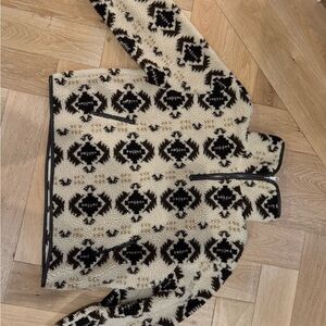 H&M Patterned Fleece Hoodie - Brown and Cream